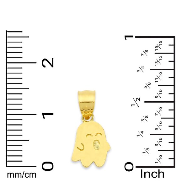 Solid 14k Gold Ghost Pendant - Cute Halloween Jewelry Gifts - Picture 4 of 6
